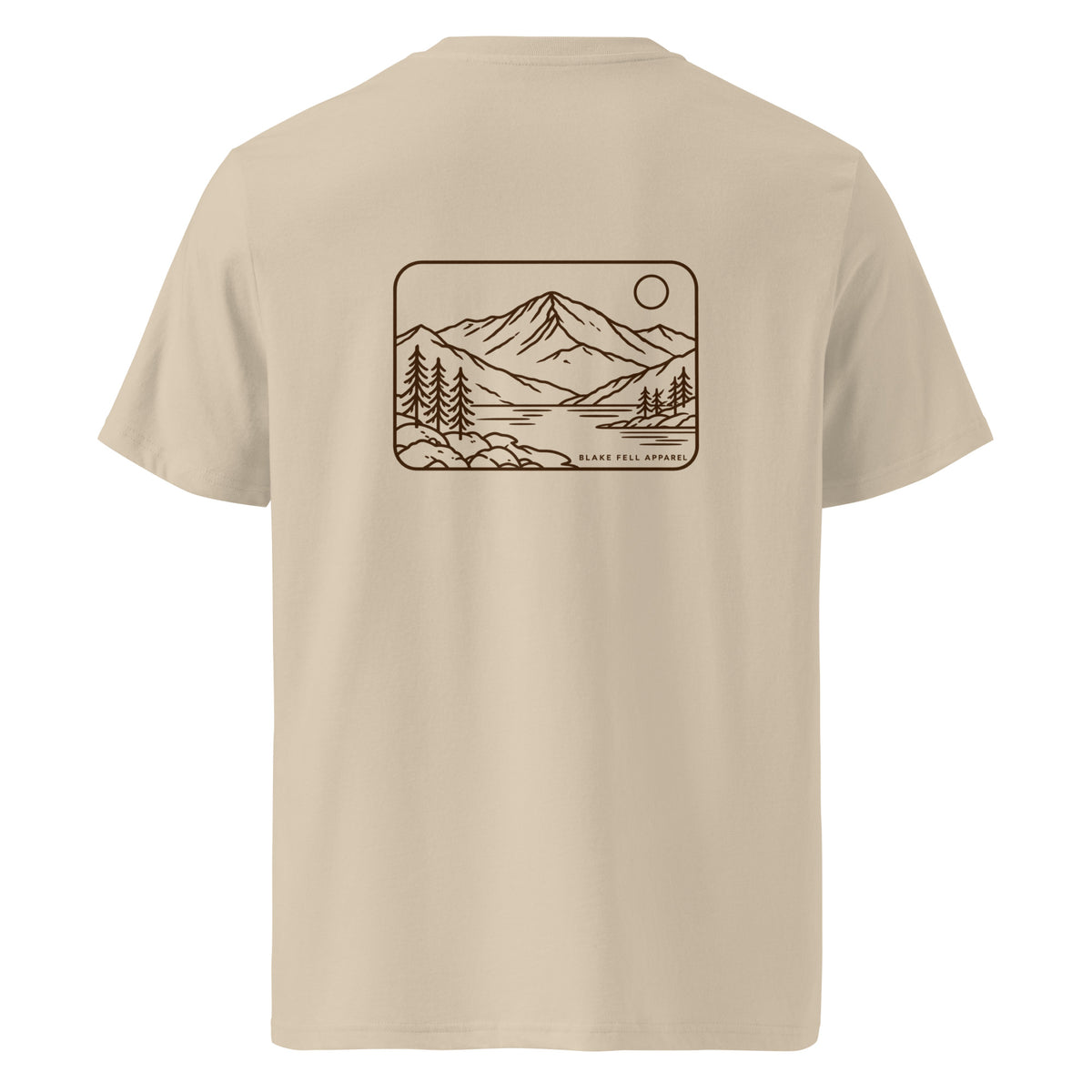 Retro Lake Landscape T-Shirt in Desert Dust, back view