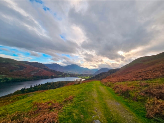 Old Coffin Road track above Loweswater with the lake and western fells ahead