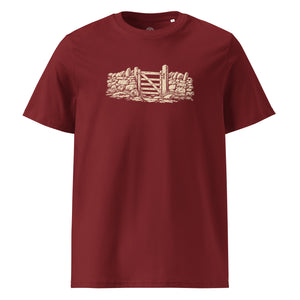 Fell Gate Organic Cotton Tee in Burgundy, front view