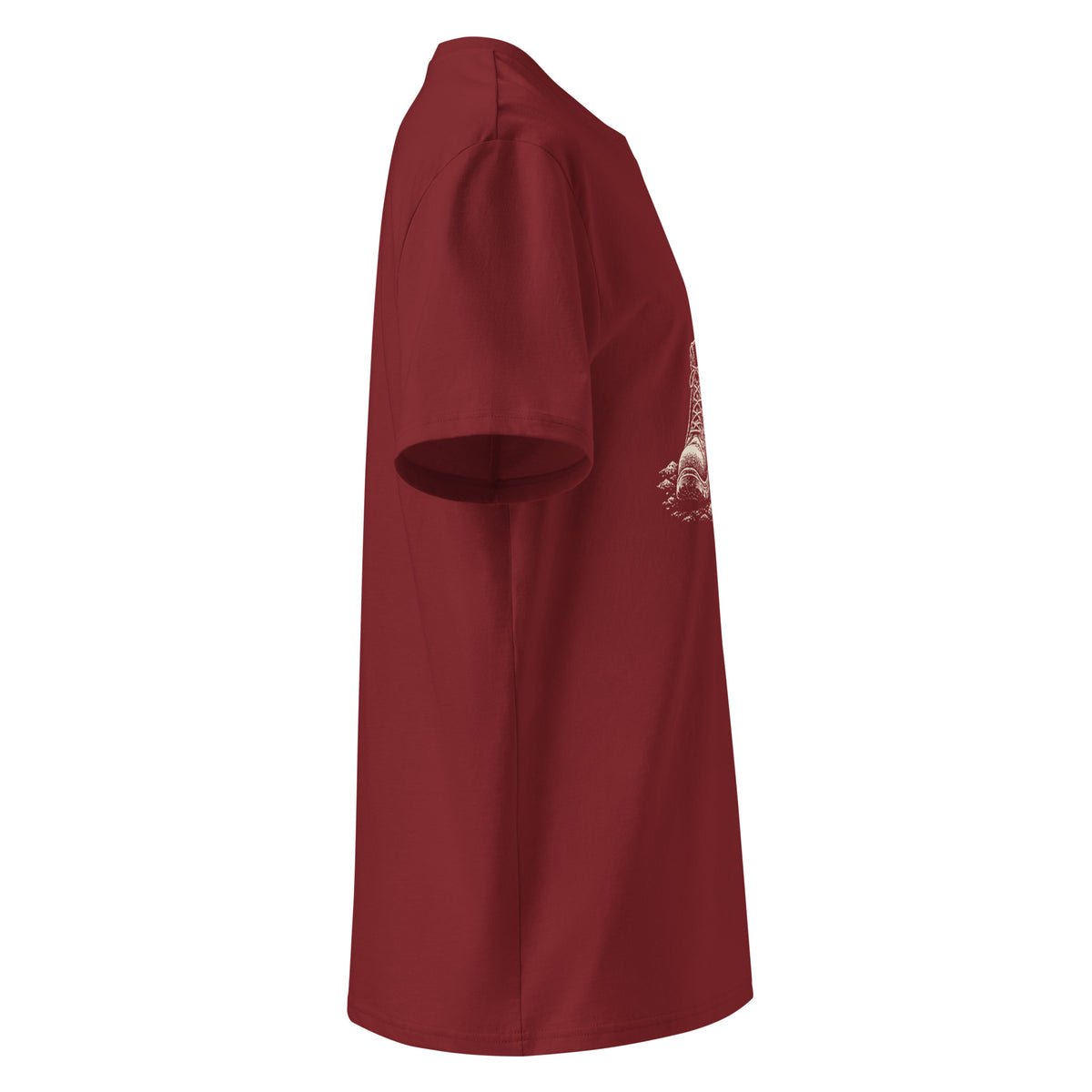 Walking Boots Organic Cotton Tee in Burgundy, right view