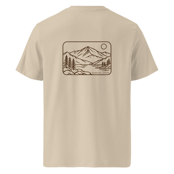 Retro Lake Landscape T-Shirt in Desert Dust, back view