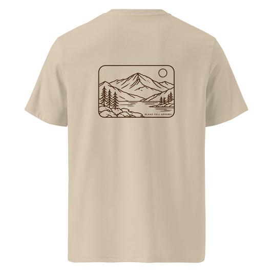 Retro Lake Landscape T-Shirt in Desert Dust, back view