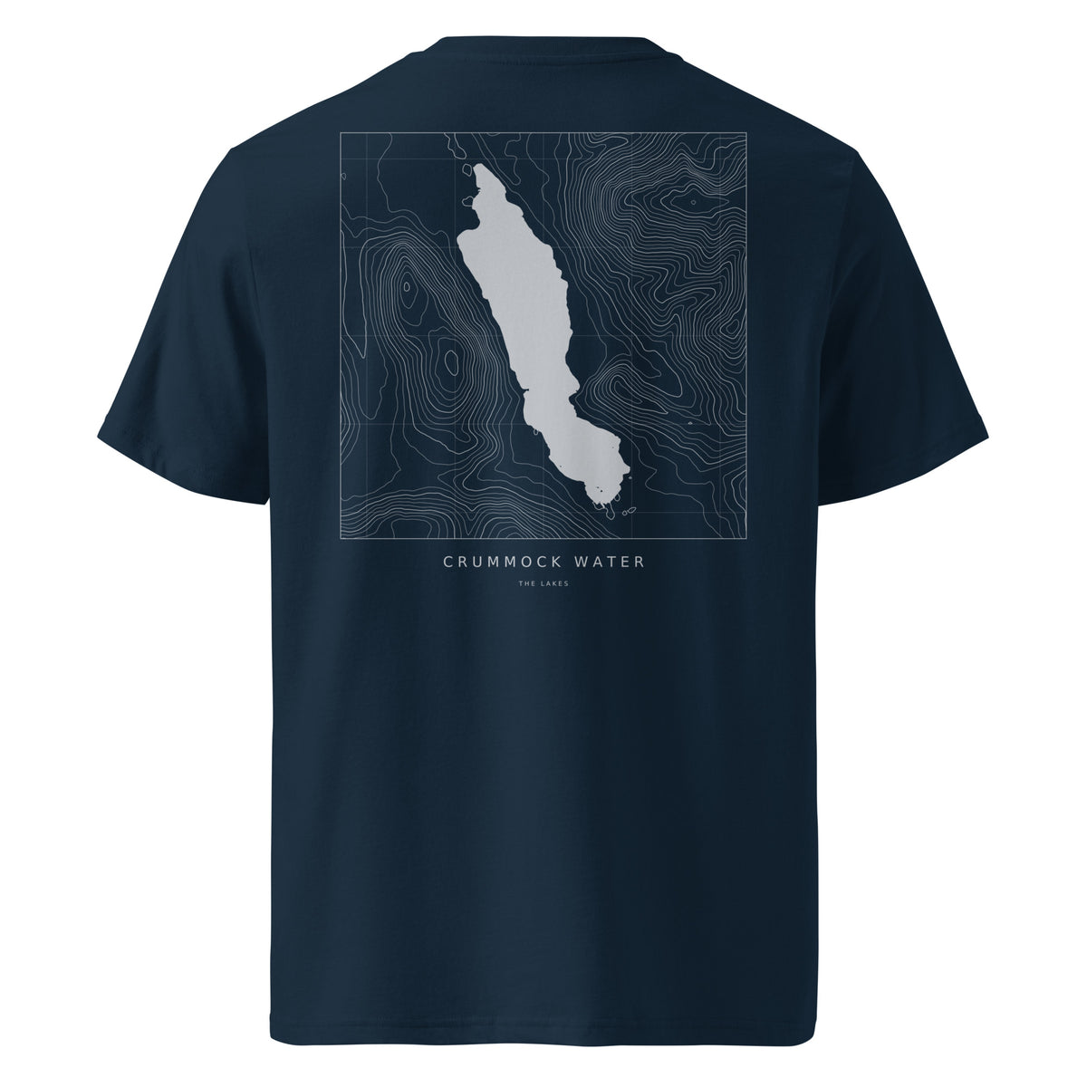 Crummock Water Contour T-Shirt in French Navy, back view