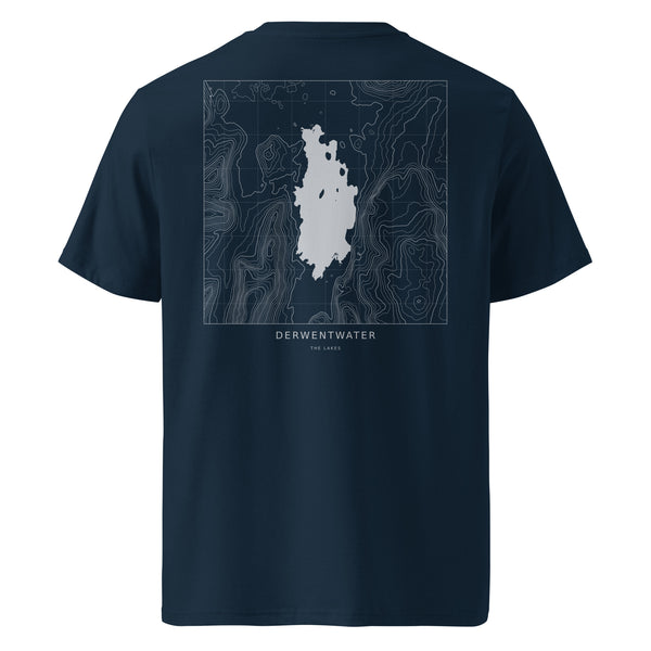 Derwentwater Contour T-Shirt in French Navy, back view