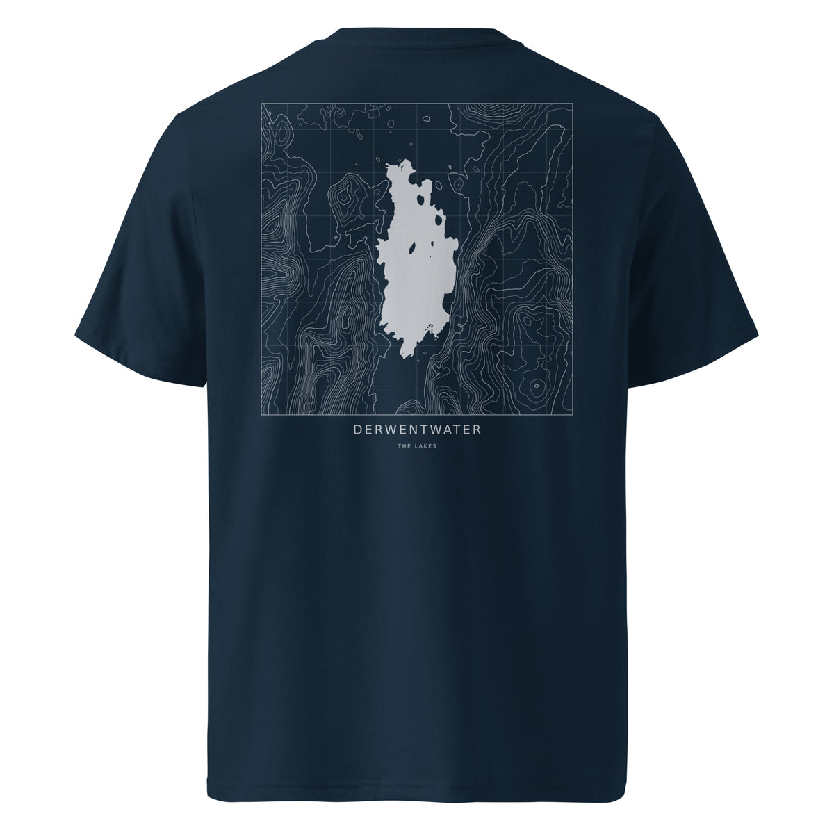 Derwentwater Contour T-Shirt in French Navy, back view
