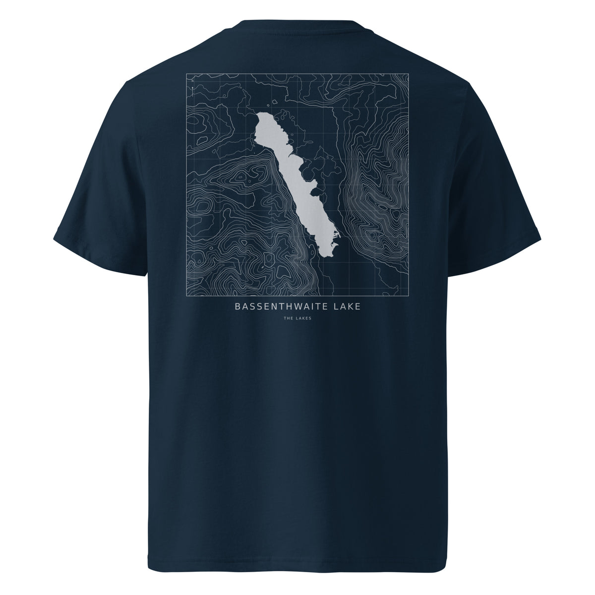 Bassenthwaite Lake Contour T-Shirt in French Navy, back view