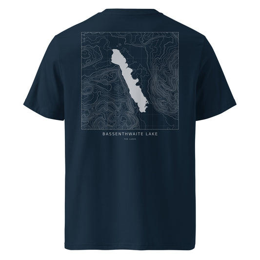 Bassenthwaite Lake Contour T-Shirt in French Navy, back view