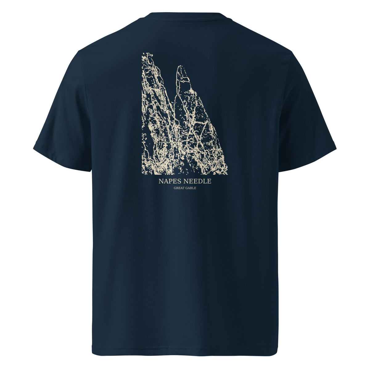 Napes Needle Organic Cotton Tee in French Navy, back view