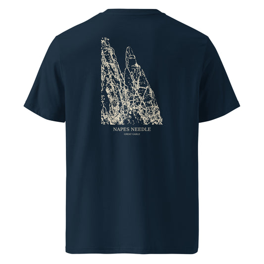 Napes Needle Organic Cotton Tee in French Navy, back view