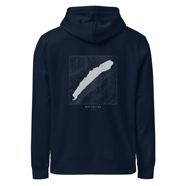 Wastwater Contour Hoodie in French Navy, back view