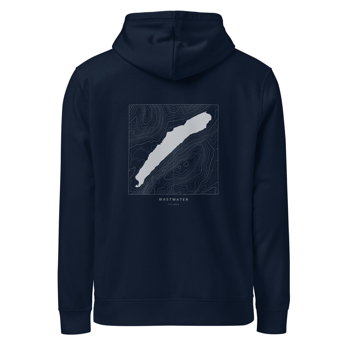 Wastwater Contour Hoodie in French Navy, back view