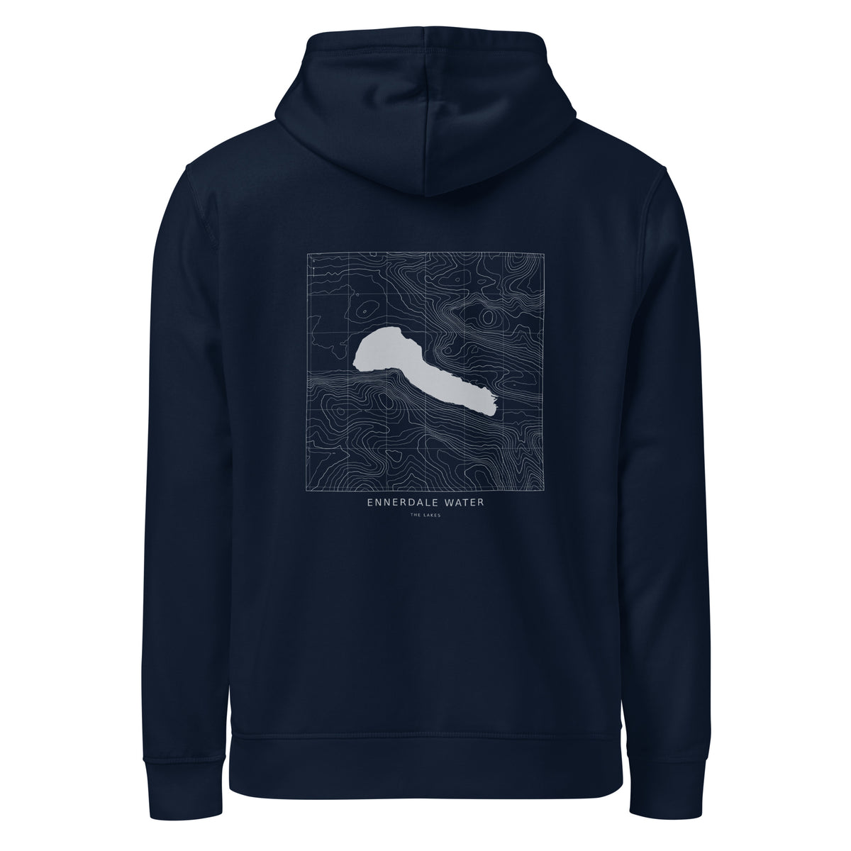 Ennerdale Water Contour Hoodie in French Navy, back view