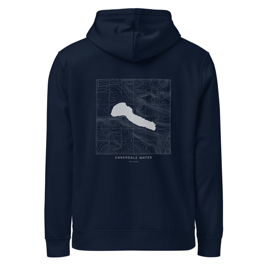 Ennerdale Water Contour Hoodie in French Navy, back view